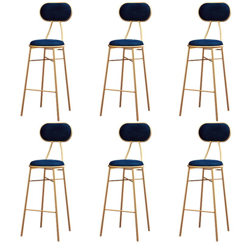 Nordic Low Back Bar-stool Round Seat Counter Bar Stool with Metal Legs Blue 6 Piece Set Counter Stool(26"H) Clearhalo 'Bar Furniture' 'Bar Stools' 'bar_stools' 'furn' 'furn_bar_stools' 'Furniture' 'Kitchen & Dining Furniture' 6222085