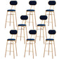 Nordic Low Back Bar-stool Round Seat Counter Bar Stool with Metal Legs Blue 8 Piece Set Counter Stool(26"H) Clearhalo 'Bar Furniture' 'Bar Stools' 'bar_stools' 'furn' 'furn_bar_stools' 'Furniture' 'Kitchen & Dining Furniture' 6222086