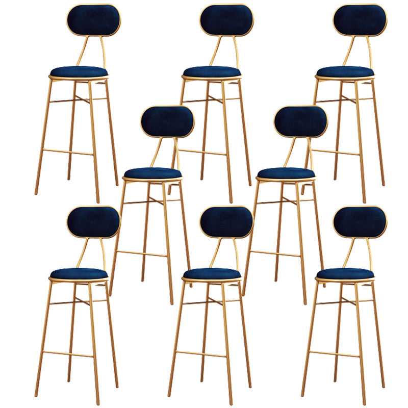 Nordic Low Back Bar-stool Round Seat Counter Bar Stool with Metal Legs Blue 8 Piece Set Counter Stool(26"H) Clearhalo 'Bar Furniture' 'Bar Stools' 'bar_stools' 'furn' 'furn_bar_stools' 'Furniture' 'Kitchen & Dining Furniture' 6222086