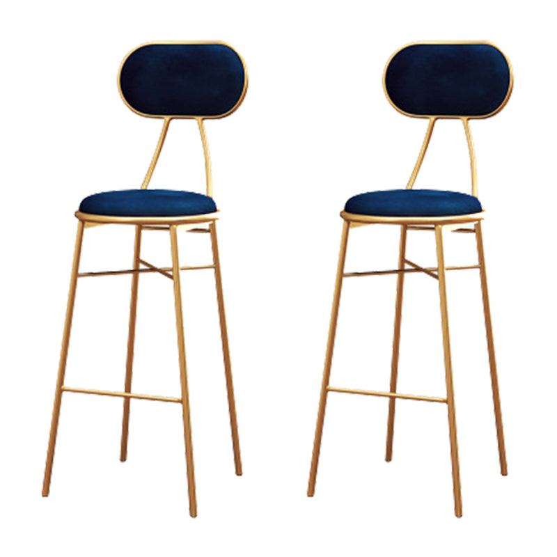 Nordic Low Back Bar-stool Round Seat Counter Bar Stool with Metal Legs Blue 2 Piece Set Bar Stool(30"H) Clearhalo 'Bar Furniture' 'Bar Stools' 'bar_stools' 'furn' 'furn_bar_stools' 'Furniture' 'Kitchen & Dining Furniture' 6222087