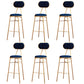 Nordic Low Back Bar-stool Round Seat Counter Bar Stool with Metal Legs Blue 6 Piece Set Bar Stool(30"H) Clearhalo 'Bar Furniture' 'Bar Stools' 'bar_stools' 'furn' 'furn_bar_stools' 'Furniture' 'Kitchen & Dining Furniture' 6222089