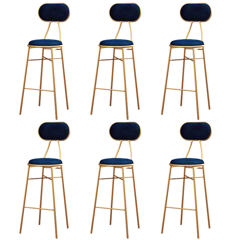 Nordic Low Back Bar-stool Round Seat Counter Bar Stool with Metal Legs Blue 6 Piece Set Bar Stool(30"H) Clearhalo 'Bar Furniture' 'Bar Stools' 'bar_stools' 'furn' 'furn_bar_stools' 'Furniture' 'Kitchen & Dining Furniture' 6222089