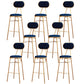 Nordic Low Back Bar-stool Round Seat Counter Bar Stool with Metal Legs Blue 8 Piece Set Bar Stool(30"H) Clearhalo 'Bar Furniture' 'Bar Stools' 'bar_stools' 'furn' 'furn_bar_stools' 'Furniture' 'Kitchen & Dining Furniture' 6222090