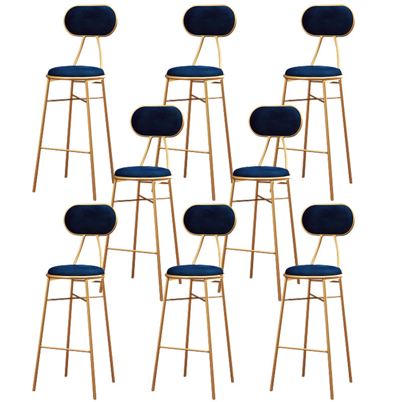 Nordic Low Back Bar-stool Round Seat Counter Bar Stool with Metal Legs Blue 8 Piece Set Bar Stool(30"H) Clearhalo 'Bar Furniture' 'Bar Stools' 'bar_stools' 'furn' 'furn_bar_stools' 'Furniture' 'Kitchen & Dining Furniture' 6222090