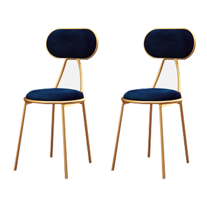 Nordic Low Back Bar-stool Round Seat Counter Bar Stool with Metal Legs Blue 2 Piece Set Short Stool(18"H) Clearhalo 'Bar Furniture' 'Bar Stools' 'bar_stools' 'furn' 'furn_bar_stools' 'Furniture' 'Kitchen & Dining Furniture' 6222091