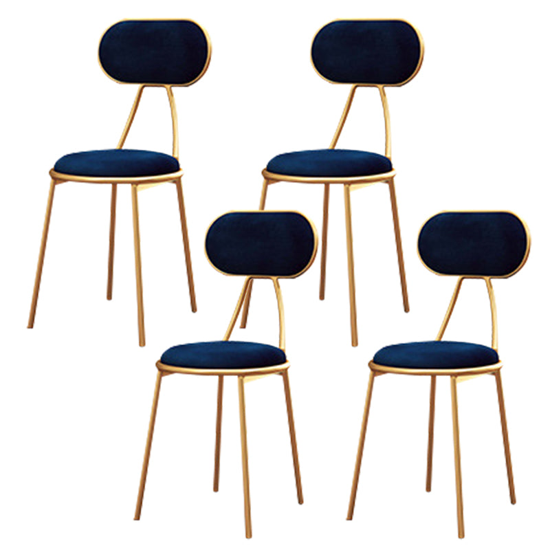 Nordic Low Back Bar-stool Round Seat Counter Bar Stool with Metal Legs Blue 4 Piece Set Short Stool(18"H) Clearhalo 'Bar Furniture' 'Bar Stools' 'bar_stools' 'furn' 'furn_bar_stools' 'Furniture' 'Kitchen & Dining Furniture' 6222092