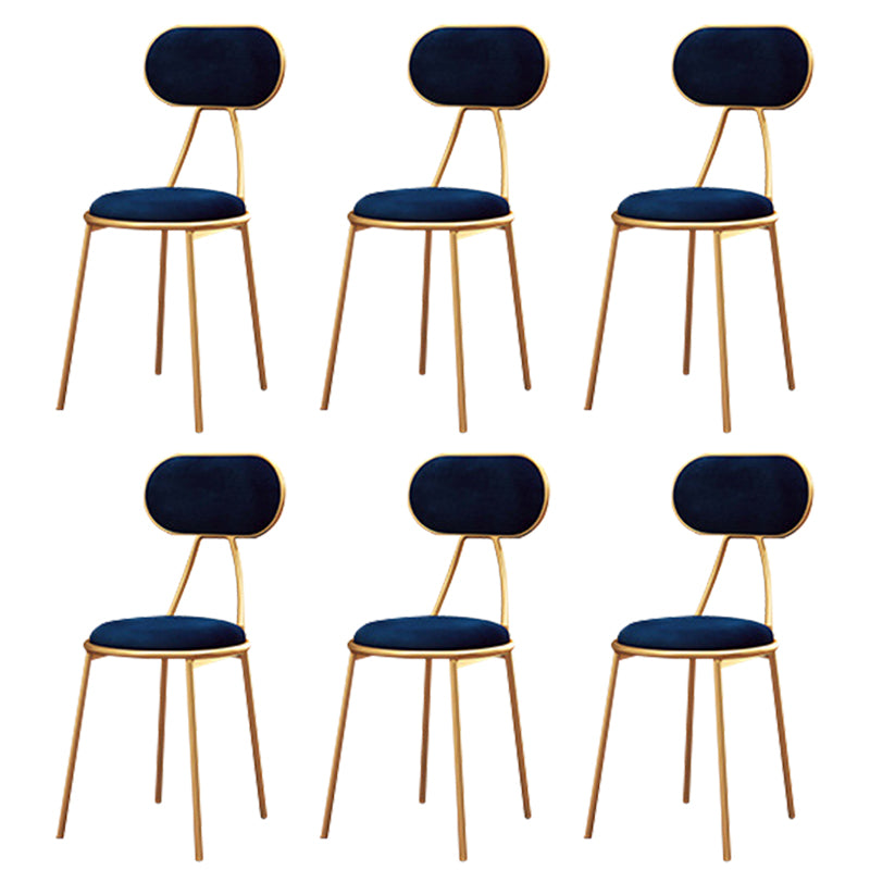 Nordic Low Back Bar-stool Round Seat Counter Bar Stool with Metal Legs Blue 6 Piece Set Short Stool(18"H) Clearhalo 'Bar Furniture' 'Bar Stools' 'bar_stools' 'furn' 'furn_bar_stools' 'Furniture' 'Kitchen & Dining Furniture' 6222093