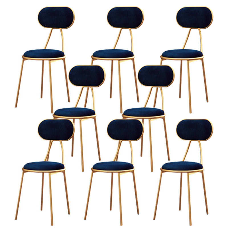 Nordic Low Back Bar-stool Round Seat Counter Bar Stool with Metal Legs Blue 8 Piece Set Short Stool(18"H) Clearhalo 'Bar Furniture' 'Bar Stools' 'bar_stools' 'furn' 'furn_bar_stools' 'Furniture' 'Kitchen & Dining Furniture' 6222094