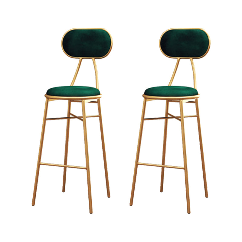 Nordic Low Back Bar-stool Round Seat Counter Bar Stool with Metal Legs Green 2 Piece Set Counter Stool(26"H) Clearhalo 'Bar Furniture' 'Bar Stools' 'bar_stools' 'furn' 'furn_bar_stools' 'Furniture' 'Kitchen & Dining Furniture' 6222095