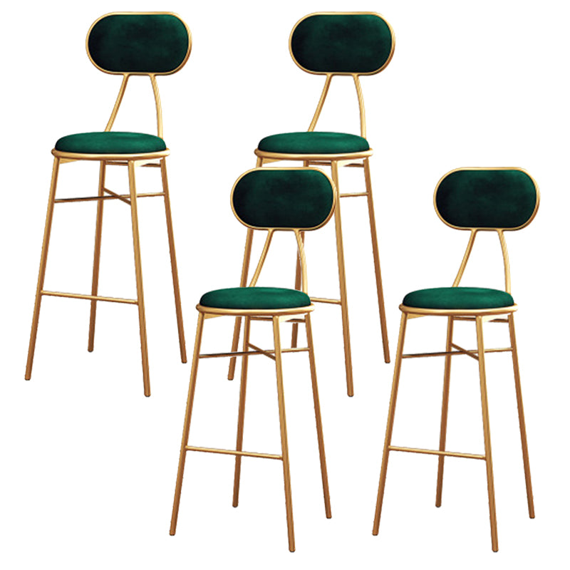 Nordic Low Back Bar-stool Round Seat Counter Bar Stool with Metal Legs Green 4 Piece Set Counter Stool(26"H) Clearhalo 'Bar Furniture' 'Bar Stools' 'bar_stools' 'furn' 'furn_bar_stools' 'Furniture' 'Kitchen & Dining Furniture' 6222096