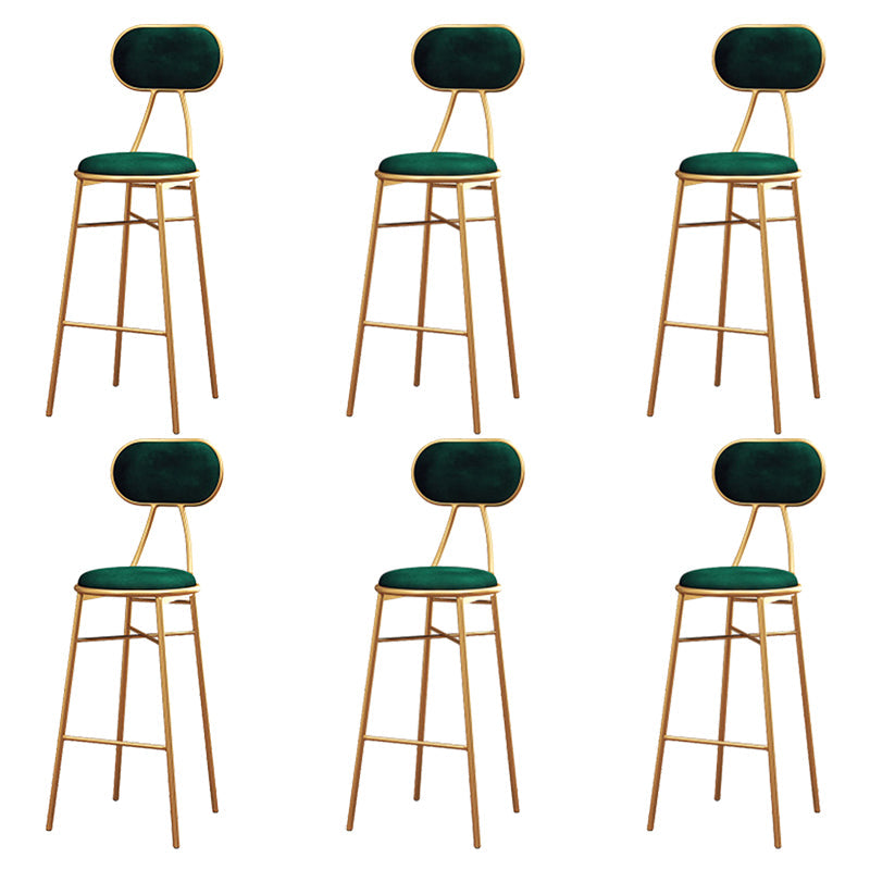 Nordic Low Back Bar-stool Round Seat Counter Bar Stool with Metal Legs Green 6 Piece Set Counter Stool(26"H) Clearhalo 'Bar Furniture' 'Bar Stools' 'bar_stools' 'furn' 'furn_bar_stools' 'Furniture' 'Kitchen & Dining Furniture' 6222097