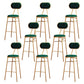 Nordic Low Back Bar-stool Round Seat Counter Bar Stool with Metal Legs Green 8 Piece Set Counter Stool(26"H) Clearhalo 'Bar Furniture' 'Bar Stools' 'bar_stools' 'furn' 'furn_bar_stools' 'Furniture' 'Kitchen & Dining Furniture' 6222098