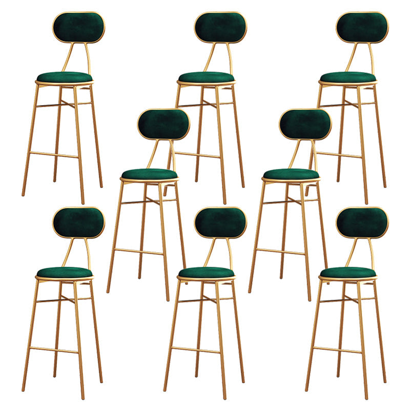 Nordic Low Back Bar-stool Round Seat Counter Bar Stool with Metal Legs Green 8 Piece Set Counter Stool(26"H) Clearhalo 'Bar Furniture' 'Bar Stools' 'bar_stools' 'furn' 'furn_bar_stools' 'Furniture' 'Kitchen & Dining Furniture' 6222098