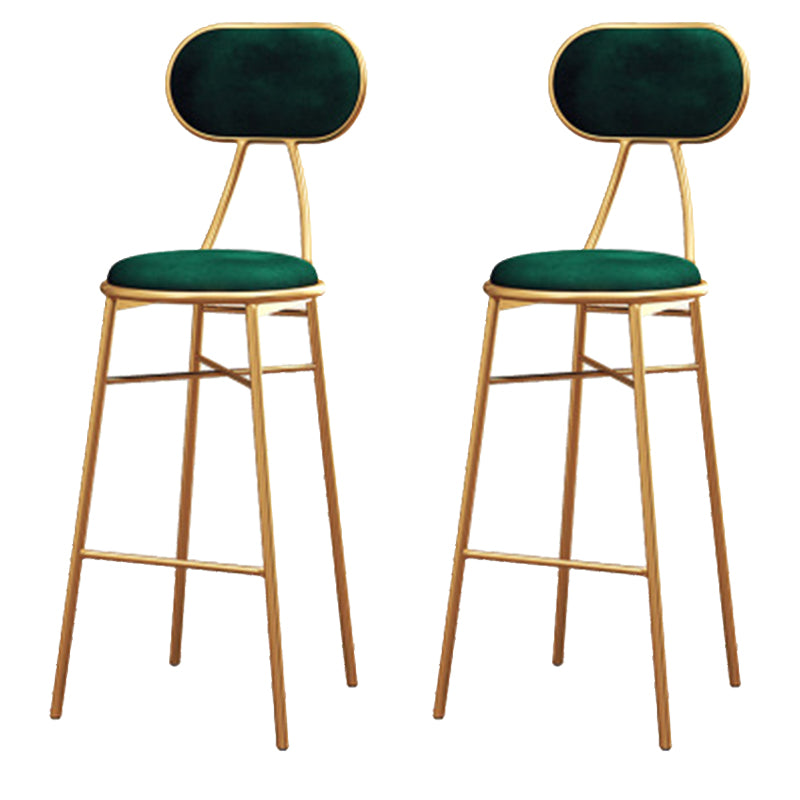 Nordic Low Back Bar-stool Round Seat Counter Bar Stool with Metal Legs Green 2 Piece Set Bar Stool(30"H) Clearhalo 'Bar Furniture' 'Bar Stools' 'bar_stools' 'furn' 'furn_bar_stools' 'Furniture' 'Kitchen & Dining Furniture' 6222099