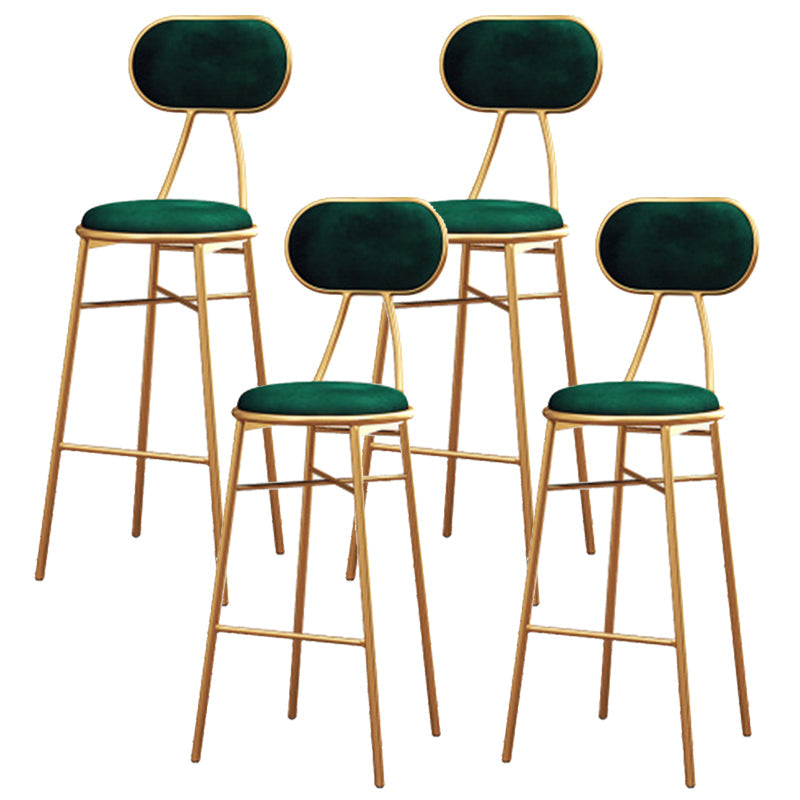 Nordic Low Back Bar-stool Round Seat Counter Bar Stool with Metal Legs Green 4 Piece Set Bar Stool(30"H) Clearhalo 'Bar Furniture' 'Bar Stools' 'bar_stools' 'furn' 'furn_bar_stools' 'Furniture' 'Kitchen & Dining Furniture' 6222100