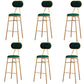 Nordic Low Back Bar-stool Round Seat Counter Bar Stool with Metal Legs Green 6 Piece Set Bar Stool(30"H) Clearhalo 'Bar Furniture' 'Bar Stools' 'bar_stools' 'furn' 'furn_bar_stools' 'Furniture' 'Kitchen & Dining Furniture' 6222101