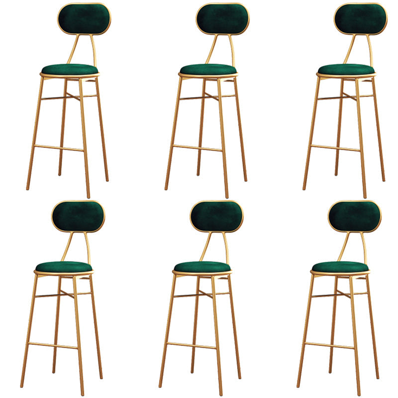Nordic Low Back Bar-stool Round Seat Counter Bar Stool with Metal Legs Green 6 Piece Set Bar Stool(30"H) Clearhalo 'Bar Furniture' 'Bar Stools' 'bar_stools' 'furn' 'furn_bar_stools' 'Furniture' 'Kitchen & Dining Furniture' 6222101