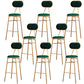 Nordic Low Back Bar-stool Round Seat Counter Bar Stool with Metal Legs Green 8 Piece Set Bar Stool(30"H) Clearhalo 'Bar Furniture' 'Bar Stools' 'bar_stools' 'furn' 'furn_bar_stools' 'Furniture' 'Kitchen & Dining Furniture' 6222102