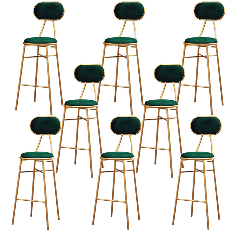 Nordic Low Back Bar-stool Round Seat Counter Bar Stool with Metal Legs Green 8 Piece Set Bar Stool(30"H) Clearhalo 'Bar Furniture' 'Bar Stools' 'bar_stools' 'furn' 'furn_bar_stools' 'Furniture' 'Kitchen & Dining Furniture' 6222102