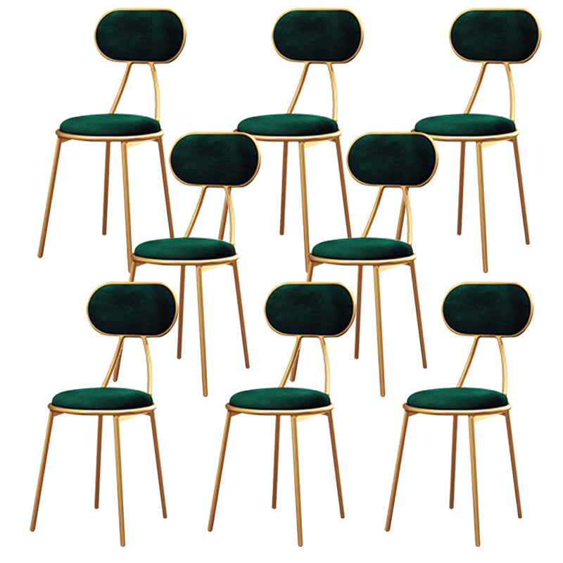 Nordic Low Back Bar-stool Round Seat Counter Bar Stool with Metal Legs Green 8 Piece Set Short Stool(18"H) Clearhalo 'Bar Furniture' 'Bar Stools' 'bar_stools' 'furn' 'furn_bar_stools' 'Furniture' 'Kitchen & Dining Furniture' 6222106