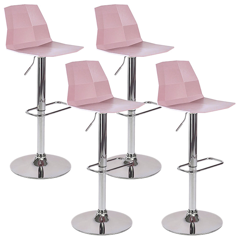 Industrial Adjustable Height Bar Stool Metal Bar Stool for Kitchen Pink 4 Piece Set Clearhalo 'Bar Furniture' 'Bar Stools' 'bar_stools' 'furn' 'furn_bar_stools' 'Furniture' 'Kitchen & Dining Furniture' 6222252