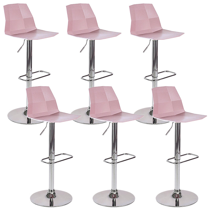 Industrial Adjustable Height Bar Stool Metal Bar Stool for Kitchen Pink 6 Piece Set Clearhalo 'Bar Furniture' 'Bar Stools' 'bar_stools' 'furn' 'furn_bar_stools' 'Furniture' 'Kitchen & Dining Furniture' 6222255