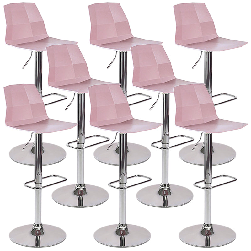 Industrial Adjustable Height Bar Stool Metal Bar Stool for Kitchen Pink 8 Piece Set Clearhalo 'Bar Furniture' 'Bar Stools' 'bar_stools' 'furn' 'furn_bar_stools' 'Furniture' 'Kitchen & Dining Furniture' 6222256