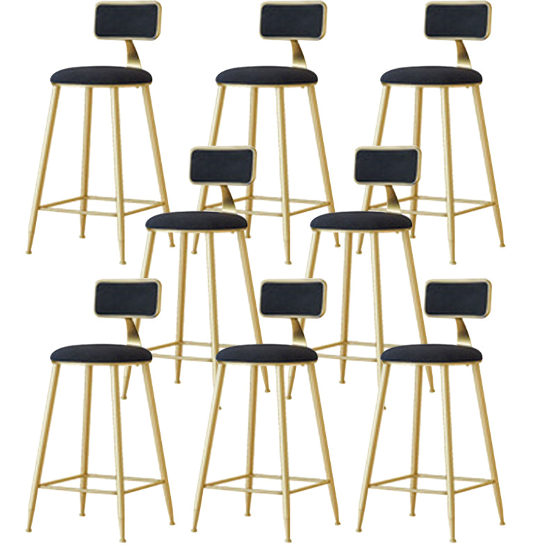 Nordic Style Bar-stool Round Seat Counter Bar Stool with Metal Legs for Home Use Black 8 Piece Set Counter Stool(26"H) Clearhalo 'Bar Furniture' 'Bar Stools' 'bar_stools' 'furn' 'furn_bar_stools' 'Furniture' 'Kitchen & Dining Furniture' 6222273