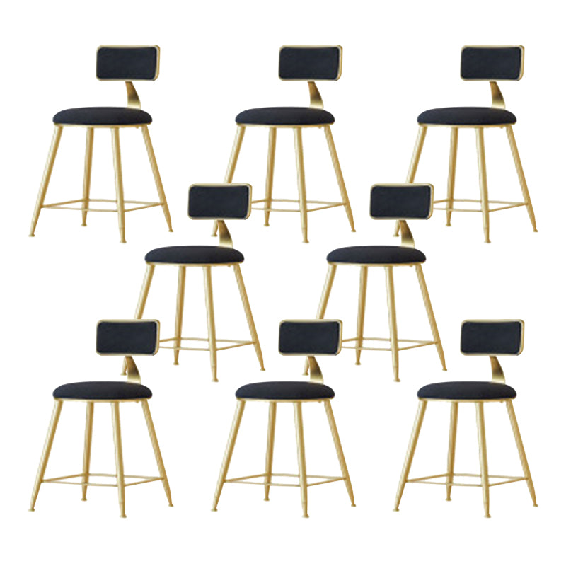 Nordic Style Bar-stool Round Seat Counter Bar Stool with Metal Legs for Home Use Black 8 Piece Set Short Stool(18"H) Clearhalo 'Bar Furniture' 'Bar Stools' 'bar_stools' 'furn' 'furn_bar_stools' 'Furniture' 'Kitchen & Dining Furniture' 6222281