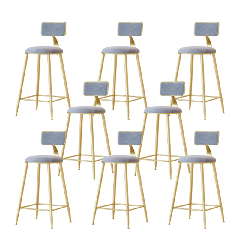 Nordic Style Bar-stool Round Seat Counter Bar Stool with Metal Legs for Home Use Grey 8 Piece Set Counter Stool(26"H) Clearhalo 'Bar Furniture' 'Bar Stools' 'bar_stools' 'furn' 'furn_bar_stools' 'Furniture' 'Kitchen & Dining Furniture' 6222285