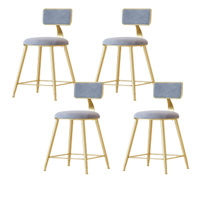Nordic Style Bar-stool Round Seat Counter Bar Stool with Metal Legs for Home Use Grey 4 Piece Set Short Stool(18"H) Clearhalo 'Bar Furniture' 'Bar Stools' 'bar_stools' 'furn' 'furn_bar_stools' 'Furniture' 'Kitchen & Dining Furniture' 6222290