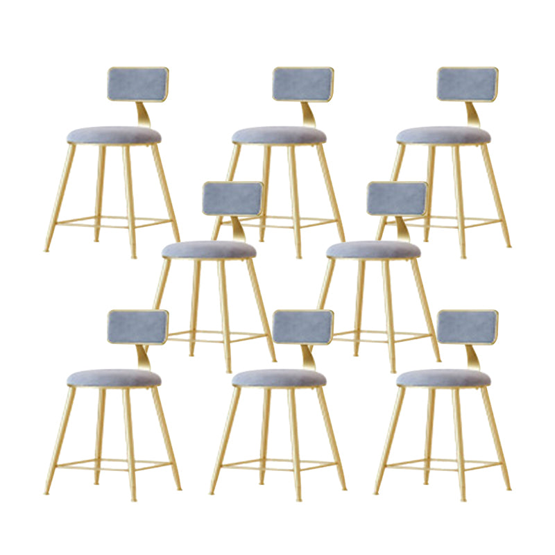 Nordic Style Bar-stool Round Seat Counter Bar Stool with Metal Legs for Home Use Grey 8 Piece Set Short Stool(18"H) Clearhalo 'Bar Furniture' 'Bar Stools' 'bar_stools' 'furn' 'furn_bar_stools' 'Furniture' 'Kitchen & Dining Furniture' 6222292