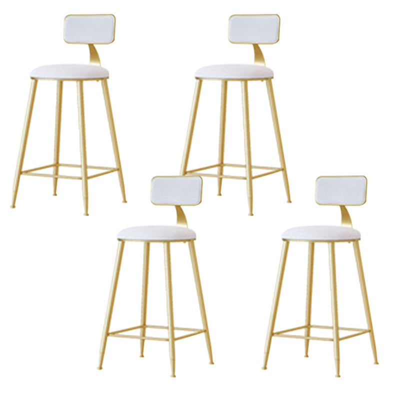 Nordic Style Bar-stool Round Seat Counter Bar Stool with Metal Legs for Home Use White 4 Piece Set Counter Stool(26"H) Clearhalo 'Bar Furniture' 'Bar Stools' 'bar_stools' 'furn' 'furn_bar_stools' 'Furniture' 'Kitchen & Dining Furniture' 6222294