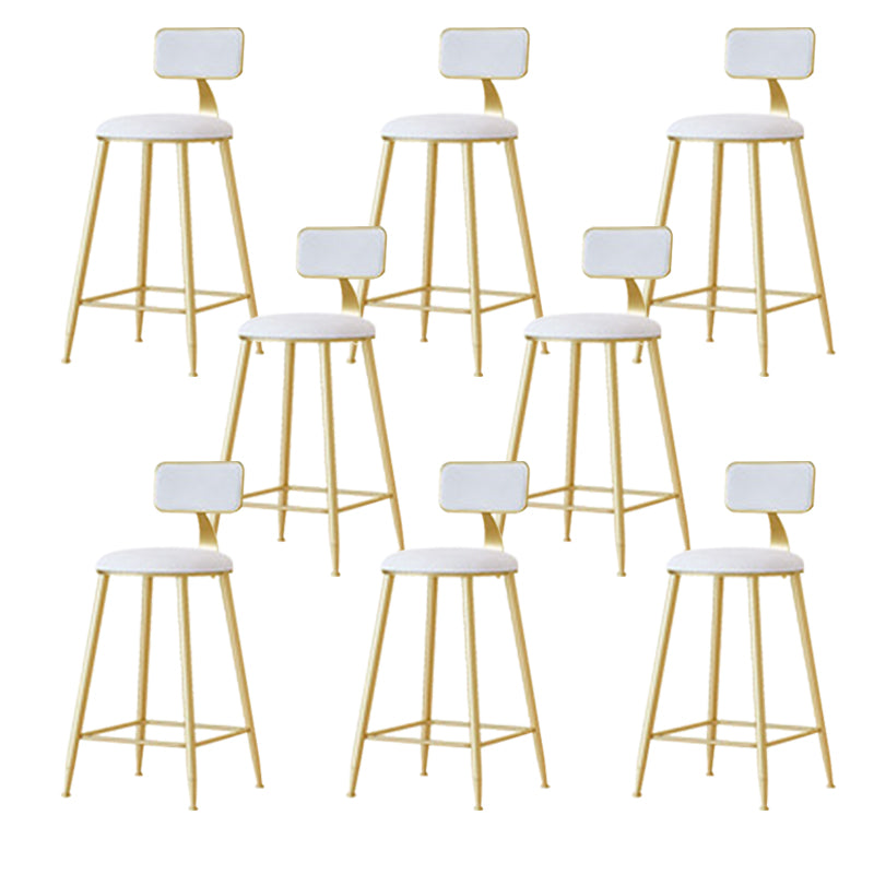 Nordic Style Bar-stool Round Seat Counter Bar Stool with Metal Legs for Home Use White 8 Piece Set Counter Stool(26"H) Clearhalo 'Bar Furniture' 'Bar Stools' 'bar_stools' 'furn' 'furn_bar_stools' 'Furniture' 'Kitchen & Dining Furniture' 6222295