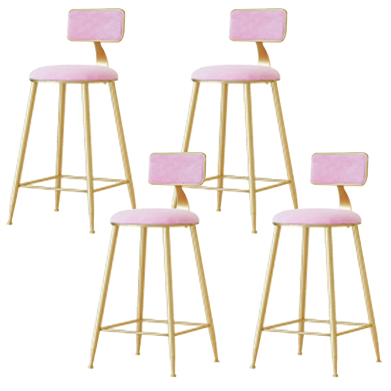 Nordic Style Bar-stool Round Seat Counter Bar Stool with Metal Legs for Home Use Pink 4 Piece Set Counter Stool(26"H) Clearhalo 'Bar Furniture' 'Bar Stools' 'bar_stools' 'furn' 'furn_bar_stools' 'Furniture' 'Kitchen & Dining Furniture' 6222300