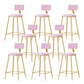 Nordic Style Bar-stool Round Seat Counter Bar Stool with Metal Legs for Home Use Pink 8 Piece Set Counter Stool(26"H) Clearhalo 'Bar Furniture' 'Bar Stools' 'bar_stools' 'furn' 'furn_bar_stools' 'Furniture' 'Kitchen & Dining Furniture' 6222301