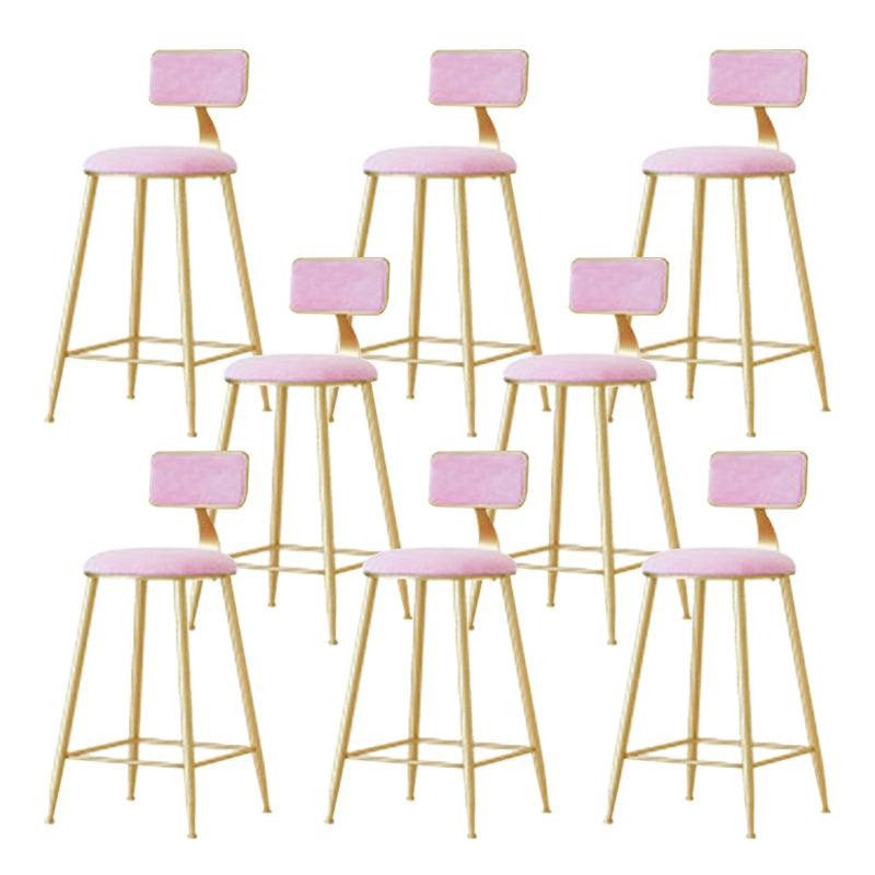 Nordic Style Bar-stool Round Seat Counter Bar Stool with Metal Legs for Home Use Pink 8 Piece Set Bar Stool(30"H) Clearhalo 'Bar Furniture' 'Bar Stools' 'bar_stools' 'furn' 'furn_bar_stools' 'Furniture' 'Kitchen & Dining Furniture' 6222303