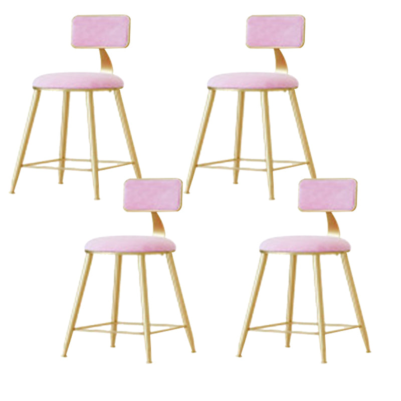 Nordic Style Bar-stool Round Seat Counter Bar Stool with Metal Legs for Home Use Pink 4 Piece Set Short Stool(18"H) Clearhalo 'Bar Furniture' 'Bar Stools' 'bar_stools' 'furn' 'furn_bar_stools' 'Furniture' 'Kitchen & Dining Furniture' 6222304