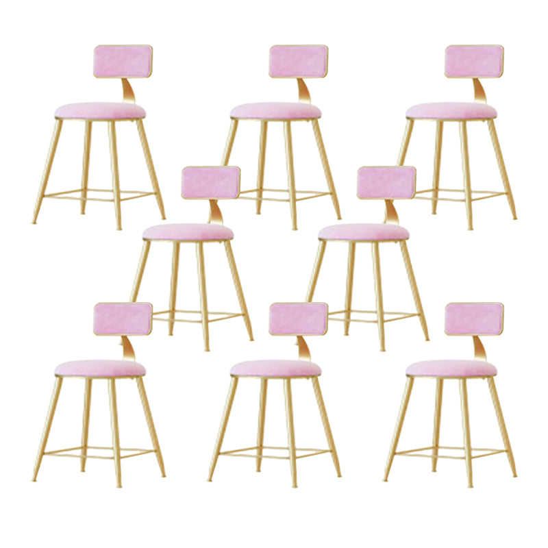 Nordic Style Bar-stool Round Seat Counter Bar Stool with Metal Legs for Home Use Pink 8 Piece Set Short Stool(18"H) Clearhalo 'Bar Furniture' 'Bar Stools' 'bar_stools' 'furn' 'furn_bar_stools' 'Furniture' 'Kitchen & Dining Furniture' 6222305