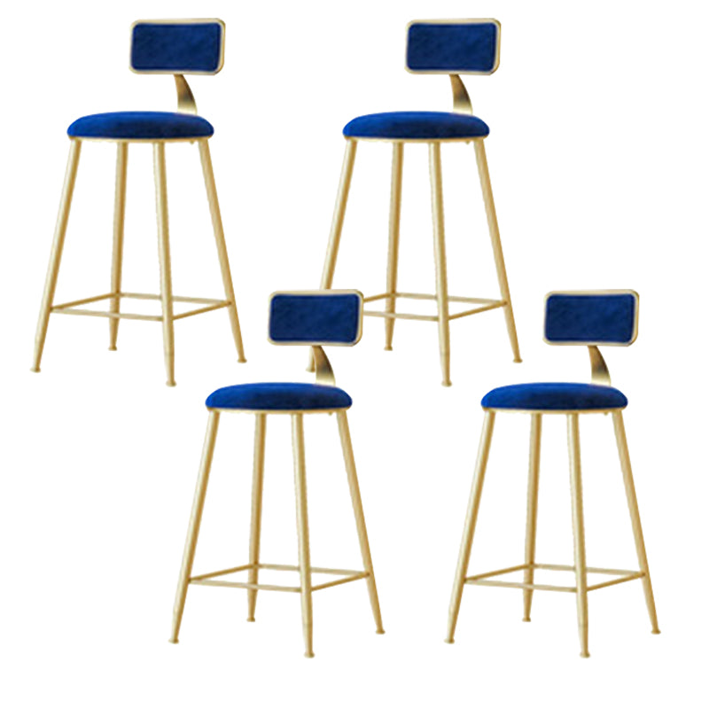 Nordic Style Bar-stool Round Seat Counter Bar Stool with Metal Legs for Home Use Blue 4 Piece Set Counter Stool(26"H) Clearhalo 'Bar Furniture' 'Bar Stools' 'bar_stools' 'furn' 'furn_bar_stools' 'Furniture' 'Kitchen & Dining Furniture' 6222306