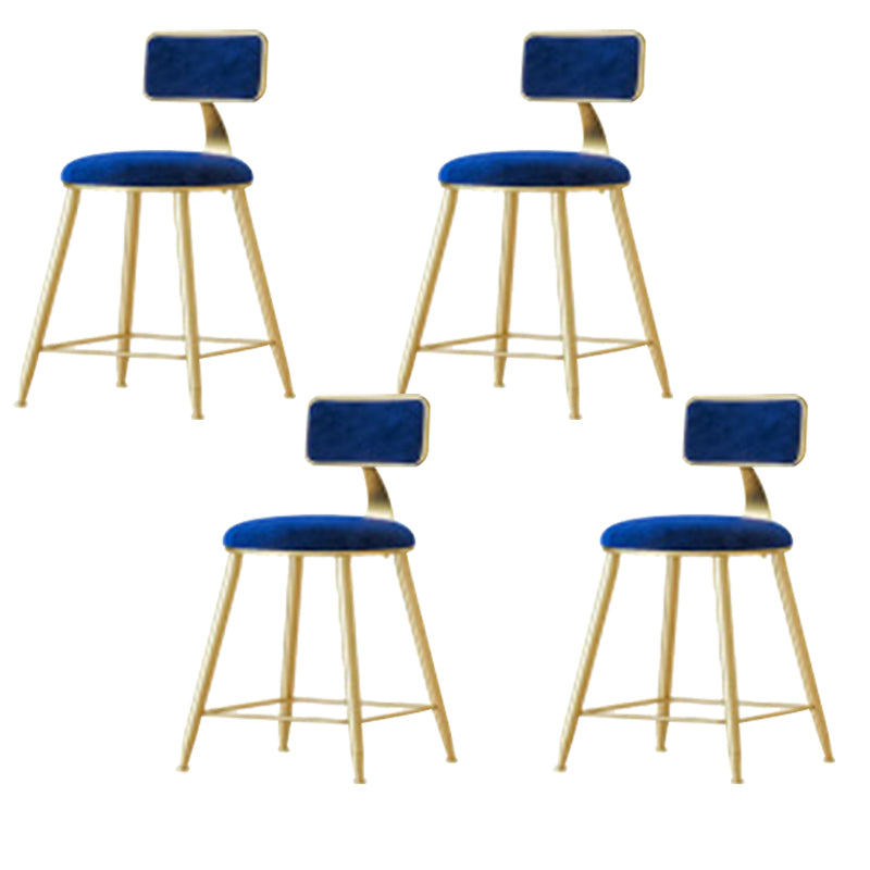 Nordic Style Bar-stool Round Seat Counter Bar Stool with Metal Legs for Home Use Blue 4 Piece Set Short Stool(18"H) Clearhalo 'Bar Furniture' 'Bar Stools' 'bar_stools' 'furn' 'furn_bar_stools' 'Furniture' 'Kitchen & Dining Furniture' 6222310