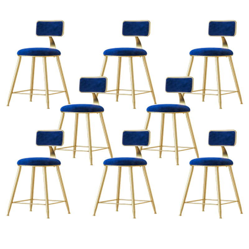 Nordic Style Bar-stool Round Seat Counter Bar Stool with Metal Legs for Home Use Blue 8 Piece Set Short Stool(18"H) Clearhalo 'Bar Furniture' 'Bar Stools' 'bar_stools' 'furn' 'furn_bar_stools' 'Furniture' 'Kitchen & Dining Furniture' 6222311
