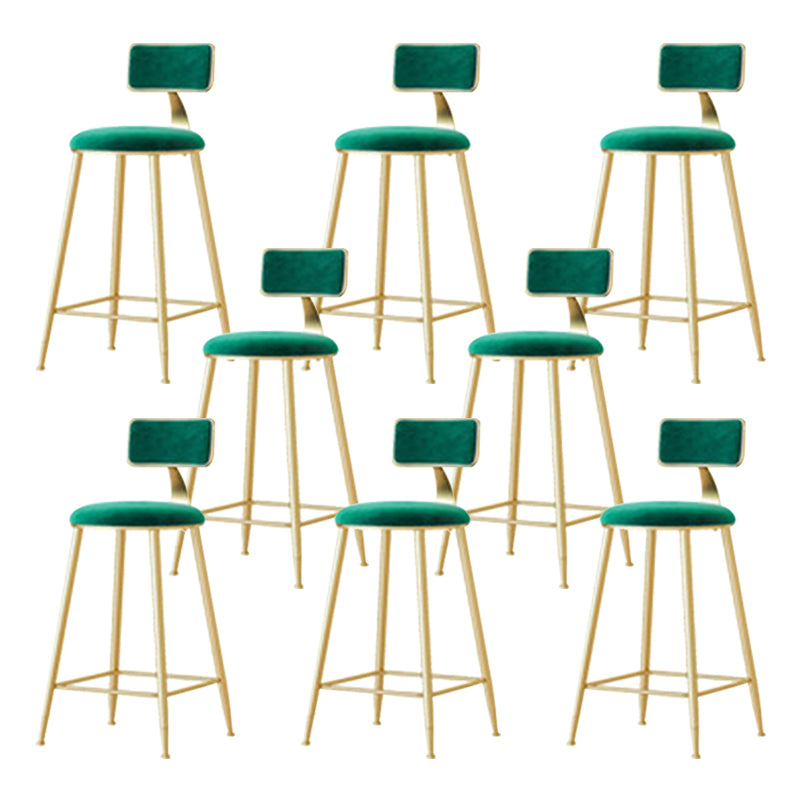 Nordic Style Bar-stool Round Seat Counter Bar Stool with Metal Legs for Home Use Green 8 Piece Set Counter Stool(26"H) Clearhalo 'Bar Furniture' 'Bar Stools' 'bar_stools' 'furn' 'furn_bar_stools' 'Furniture' 'Kitchen & Dining Furniture' 6222313