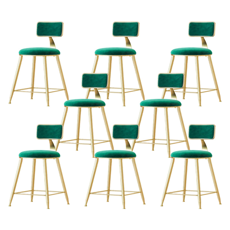 Nordic Style Bar-stool Round Seat Counter Bar Stool with Metal Legs for Home Use Green 8 Piece Set Short Stool(18"H) Clearhalo 'Bar Furniture' 'Bar Stools' 'bar_stools' 'furn' 'furn_bar_stools' 'Furniture' 'Kitchen & Dining Furniture' 6222317