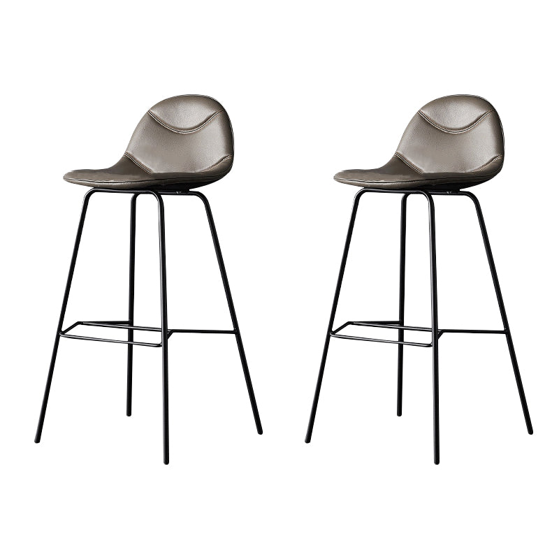 Modern Style Bar-stool Bucket Seat Counter Bar Stool with Metal Legs for Home Dark Gray 2 Piece Set Counter Stool(26"H) Clearhalo 'Bar Furniture' 'Bar Stools' 'bar_stools' 'furn' 'furn_bar_stools' 'Furniture' 'Kitchen & Dining Furniture' 6222456