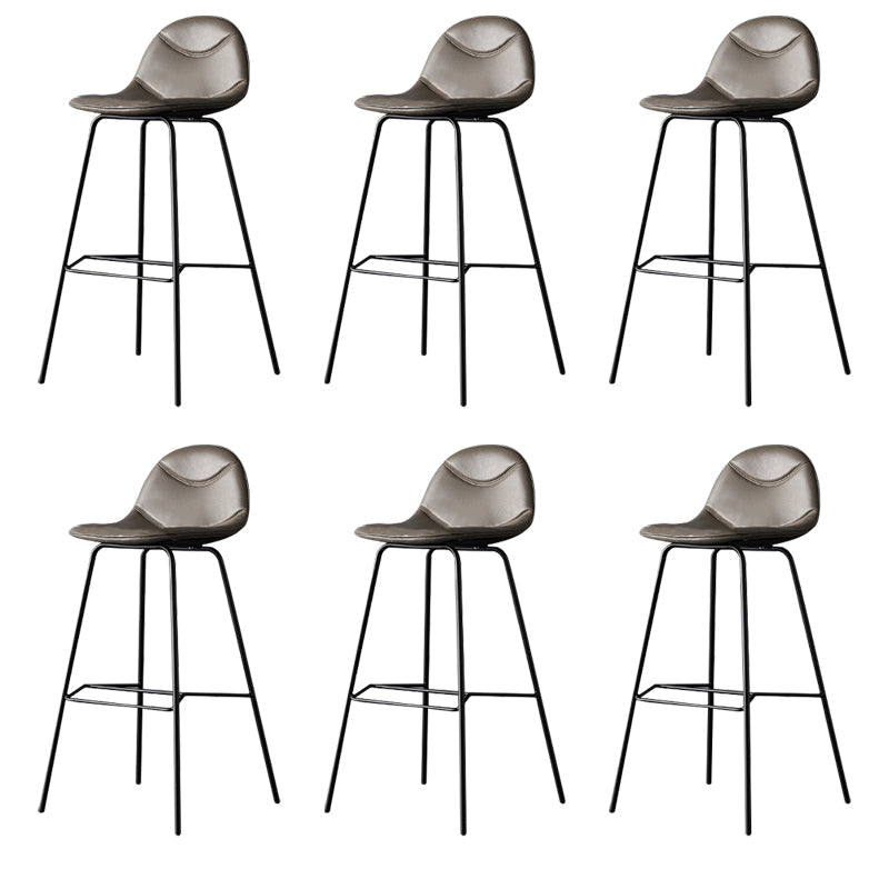 Modern Style Bar-stool Bucket Seat Counter Bar Stool with Metal Legs for Home Dark Gray 6 Piece Set Bar Stool(30"H) Clearhalo 'Bar Furniture' 'Bar Stools' 'bar_stools' 'furn' 'furn_bar_stools' 'Furniture' 'Kitchen & Dining Furniture' 6222462