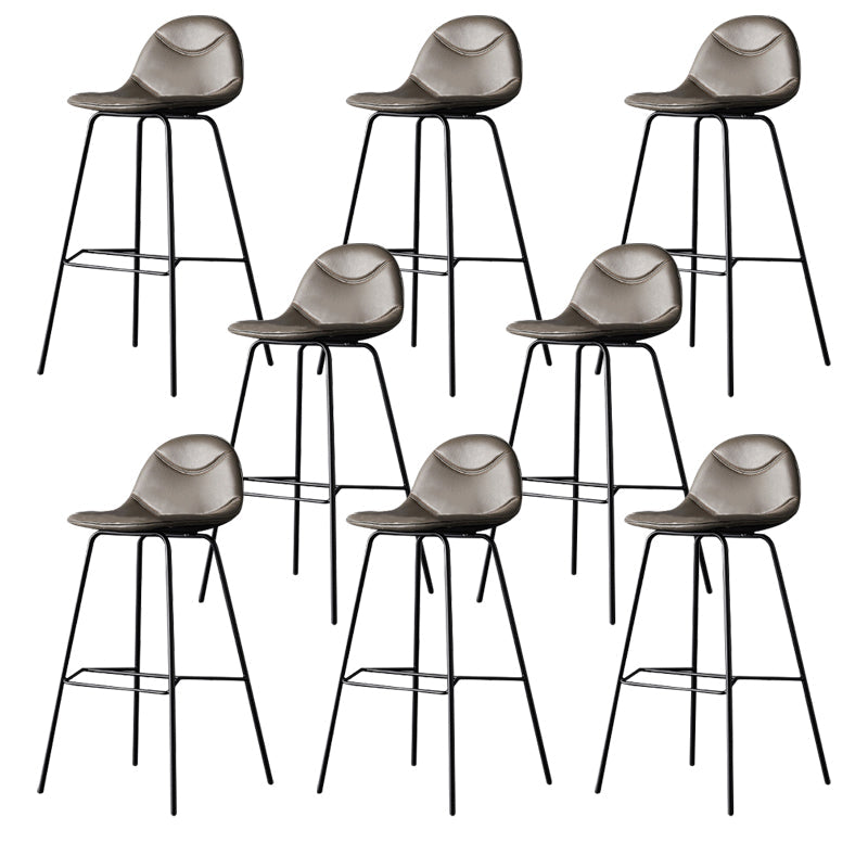 Modern Style Bar-stool Bucket Seat Counter Bar Stool with Metal Legs for Home Dark Gray 8 Piece Set Bar Stool(30"H) Clearhalo 'Bar Furniture' 'Bar Stools' 'bar_stools' 'furn' 'furn_bar_stools' 'Furniture' 'Kitchen & Dining Furniture' 6222463