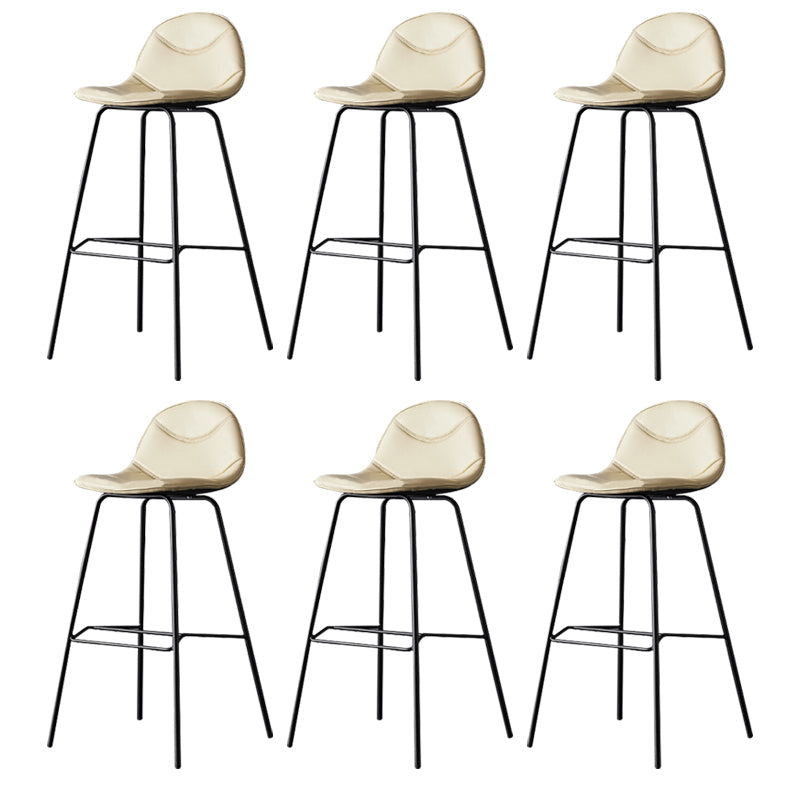 Modern Style Bar-stool Bucket Seat Counter Bar Stool with Metal Legs for Home Beige 6 Piece Set Counter Stool(26"H) Clearhalo 'Bar Furniture' 'Bar Stools' 'bar_stools' 'furn' 'furn_bar_stools' 'Furniture' 'Kitchen & Dining Furniture' 6222466