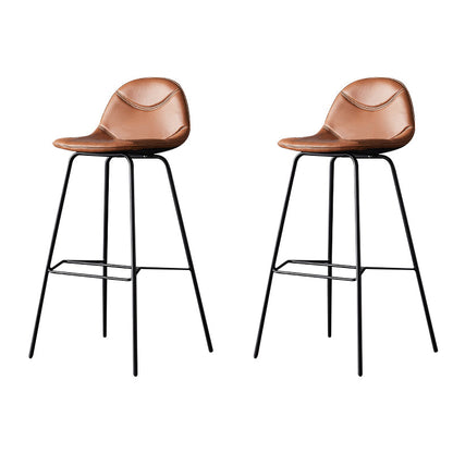 Modern Style Bar-stool Bucket Seat Counter Bar Stool with Metal Legs for Home Brown 2 Piece Set Counter Stool(26"H) Clearhalo 'Bar Furniture' 'Bar Stools' 'bar_stools' 'furn' 'furn_bar_stools' 'Furniture' 'Kitchen & Dining Furniture' 6222472