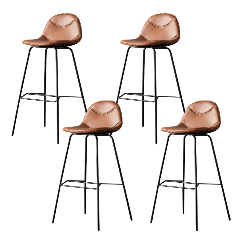 Modern Style Bar-stool Bucket Seat Counter Bar Stool with Metal Legs for Home Brown 4 Piece Set Counter Stool(26"H) Clearhalo 'Bar Furniture' 'Bar Stools' 'bar_stools' 'furn' 'furn_bar_stools' 'Furniture' 'Kitchen & Dining Furniture' 6222473